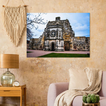 Rosslyn Chapel wall art front view showing ornate Gothic façade and entrance