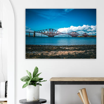 Forth bridges wall art print showing rail bridge, road bridge and Queensferry Crossing 