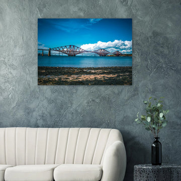 Forth bridges wall art print showing rail bridge, road bridge and Queensferry Crossing 