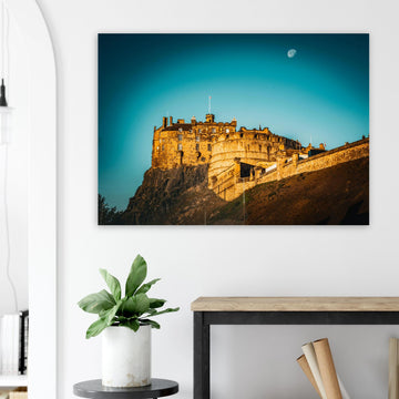 Edinburgh Castle wall art poster print at night