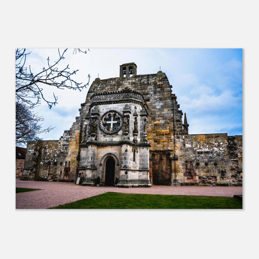 Rosslyn Chapel wall art front view showing ornate Gothic façade and entrance