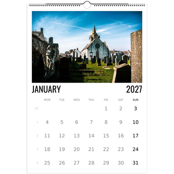 Scotland calendar 2027 cover with iconic Scottish landscape