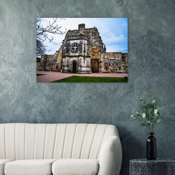 Rosslyn Chapel wall art front view showing ornate Gothic façade and entrance