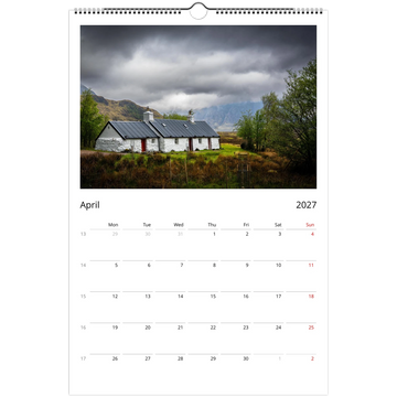 Scotland calendar 2027 cover with iconic Scottish landscape