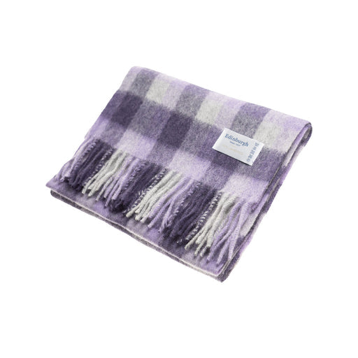 Lambswool Scarf | Big Check Purple/Oyster