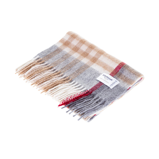 Lambswool Scarf | Chequer Tartan Lt Camel/Grey
