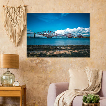 Forth bridges wall art print showing rail bridge, road bridge and Queensferry Crossing 