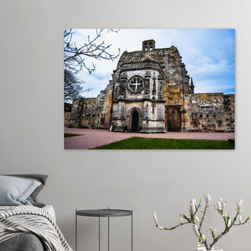 Rosslyn Chapel wall art front view showing ornate Gothic façade and entrance