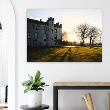 House of the Binns sunset wall art gift for Scotland fans who love stately homes and River Forth views