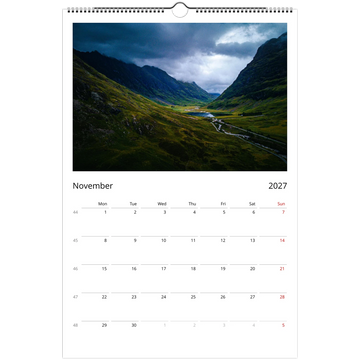 Scotland calendar 2027 cover with iconic Scottish landscape