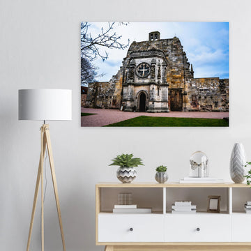 Rosslyn Chapel wall art front view showing ornate Gothic façade and entrance