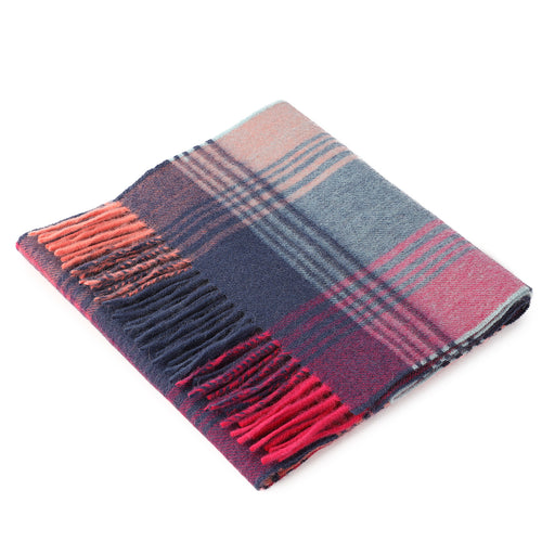 Cashmere Scarf | Broken Check - Orange/Pink/Denim