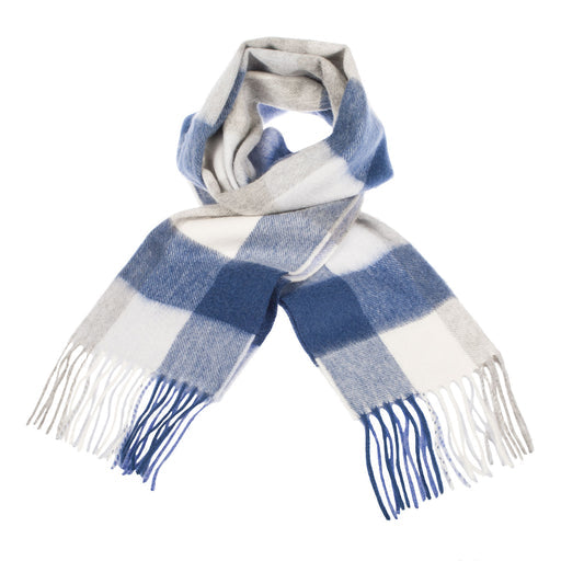 Cashmere Scarf | 5 Square Tartan - Blue/Green
