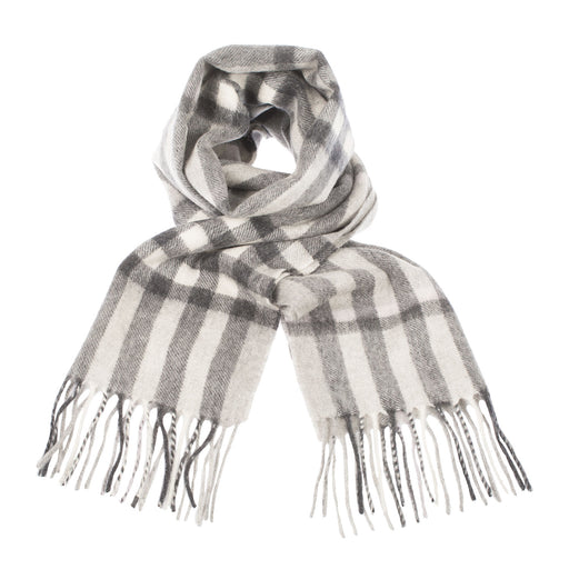 Cashmere Scarf Chequer Tartan - Charcoal/Light Grey