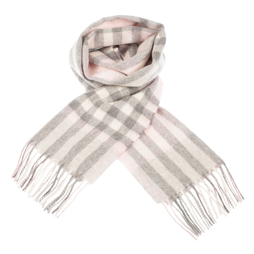 Cashmere Scarf | Chequer Tartan - Pink/Grey