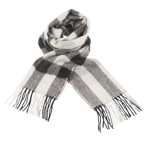 Cashmere Scarf Giant Chequer - Black/Oyster