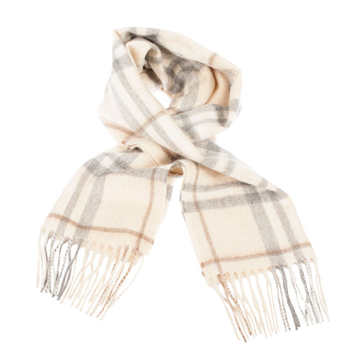 Cashmere Scarf | Highlight Check - Olive/Brown/Oyster