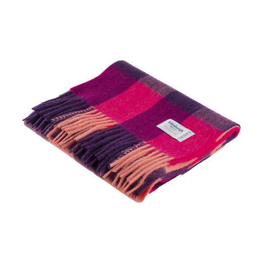 Lambswool scarf Bursted Check Orange Pink | Scottish tartan scarf