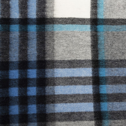 Lambswool Scarf | Chequer Tartan Bright Blue/Grey