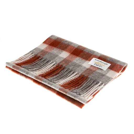 Lambswool Scarf | Big Check Muted White/Pink