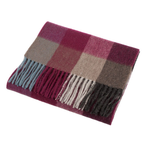 Lambswool Scarf | Checkers - Burgundy