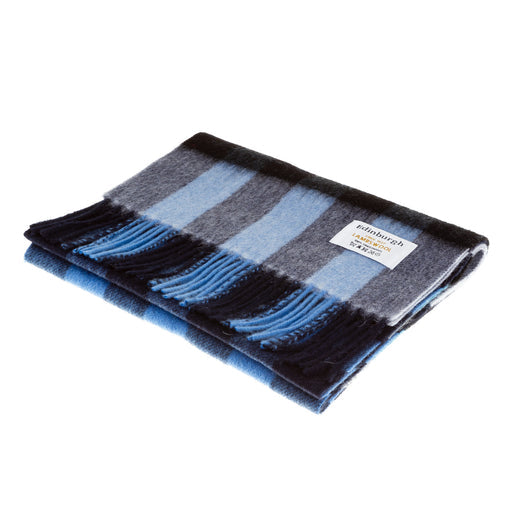 Lambswool Scarf | Giant Chequer Navy/Blue