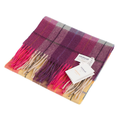Lambswool Scarf | Multi Windowpane - Ginger/Plum
