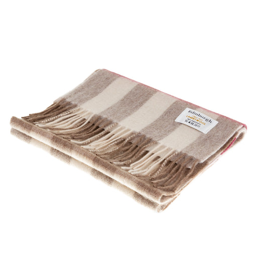 Lambswool Scarf | Giant Chequer - Pink/Taupe