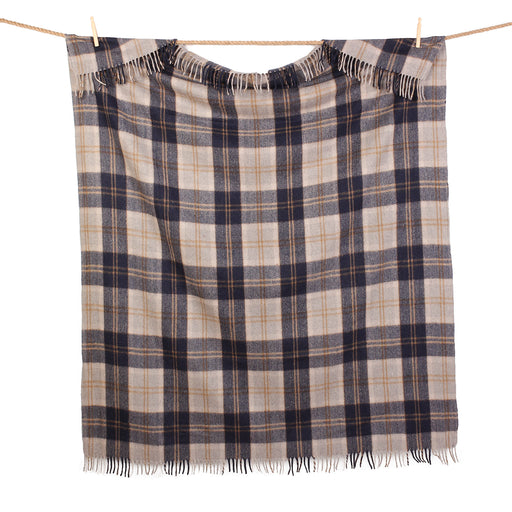 Highland Wool Blend Tartan Blanket / Bannockbane Silver