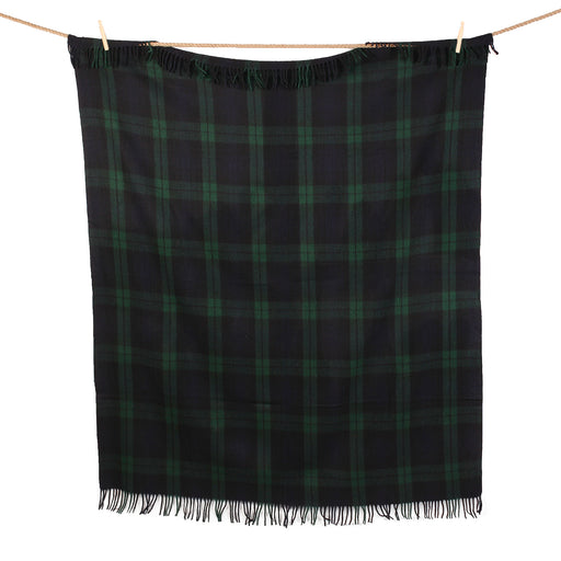 Highland Wool Blend Tartan Blanket / Black Watch