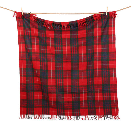 Highland Wool Blend Tartan Blanket /  Fraser Red tartan
