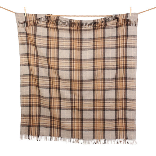 Highland Wool Blend Tartan Blanket / Mackellar Natural