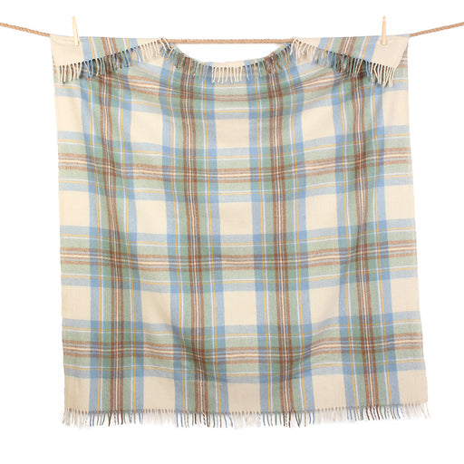 Highland Wool Blend Tartan Blanket / Stewart Muted Blue tartan
