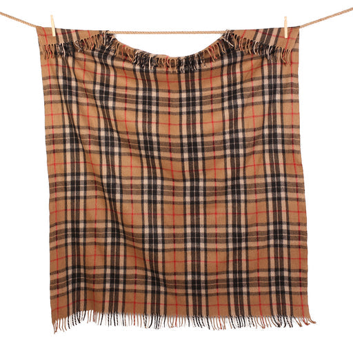 Highland Wool Blend Tartan Blanket / Thomson Camel