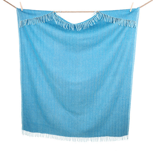 Highland Wool Blend Herringbone Blanket Turquoise