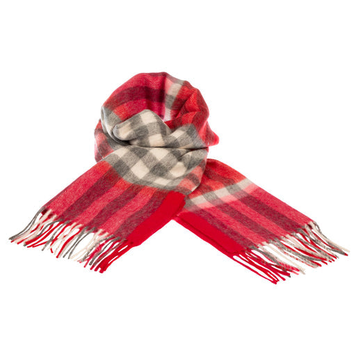 Cashmere Scarf | Chequer Tartan 90/10  Bar  Red