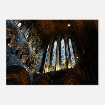 Glasgow Cathedral interior wall art showing Gothic nave and stained glass window