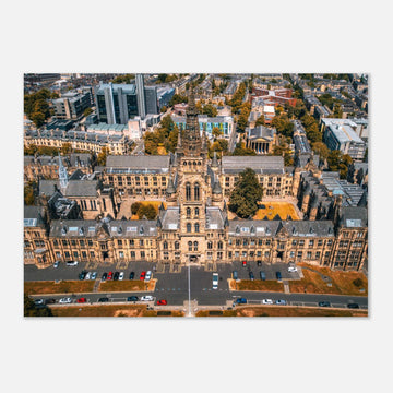 Glasgow University aerial wall art showing tower and Kelvingrove Park
