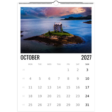 Scotland calendar 2027 cover with iconic Scottish landscape