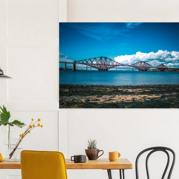 Forth bridges wall art print showing rail bridge, road bridge and Queensferry Crossing 