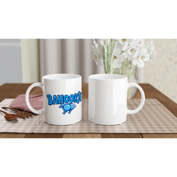 Front view of Scottish mugs Bahookie ceramic mug on white background