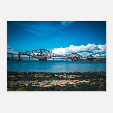 Forth bridges wall art print showing rail bridge, road bridge and Queensferry Crossing 