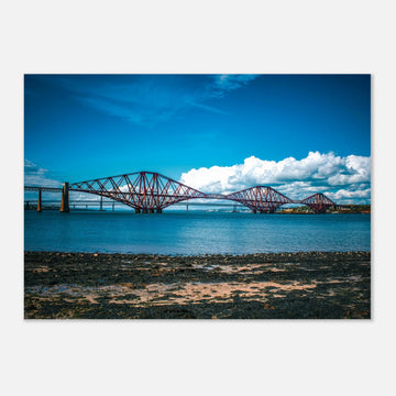 Forth bridges wall art print showing rail bridge, road bridge and Queensferry Crossing 