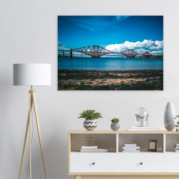 Forth bridges wall art print showing rail bridge, road bridge and Queensferry Crossing 