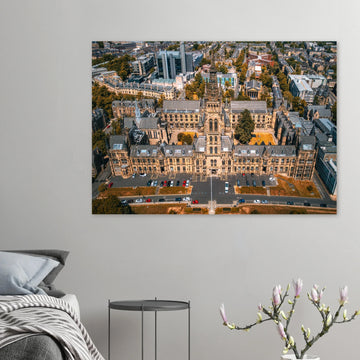 Glasgow University aerial wall art showing tower and Kelvingrove Park