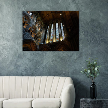 Glasgow Cathedral interior wall art showing Gothic nave and stained glass window