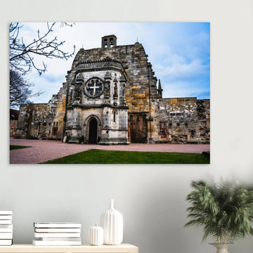 Rosslyn Chapel wall art front view showing ornate Gothic façade and entrance