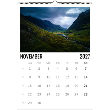 Scotland calendar 2027 cover with iconic Scottish landscape