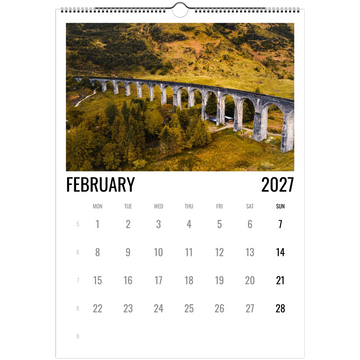 Scotland calendar 2027 cover with iconic Scottish landscape