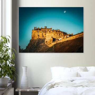 Edinburgh Castle wall art poster print at night